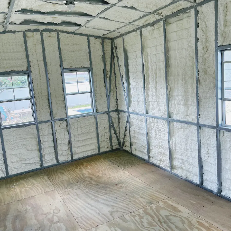 Closed-cell spray foam insulation applied to wall cavities in a residential project in Vancleave